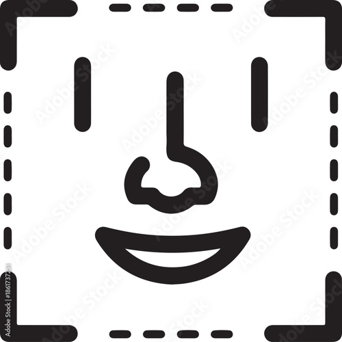 Facial recognition technology icon face scan symbol authentication digital identity concept