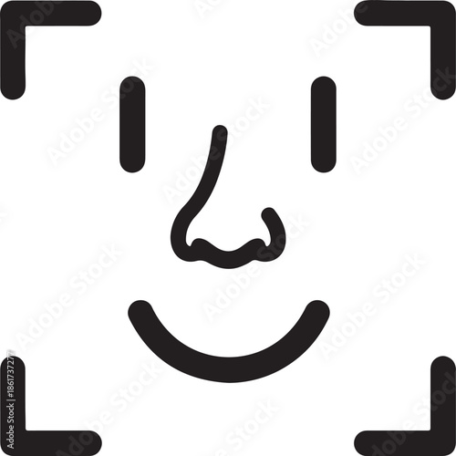 Facial recognition technology icon face scan symbol authentication digital identity concept