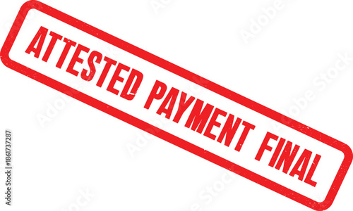 Distinctive red digital stamp indicating an attested and final payment status, symbolizing the successful completion of a monetary exchange