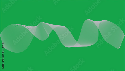 Green background with a wavy white ribbon or strip of paper