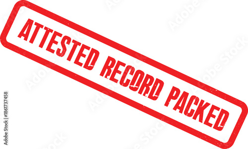 A close-up shot of an attested record packed document stamp indoors.