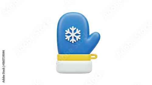Blue Mitten with Snowflake Icon