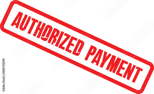 A close-up view of an authorized payment stamp on a document