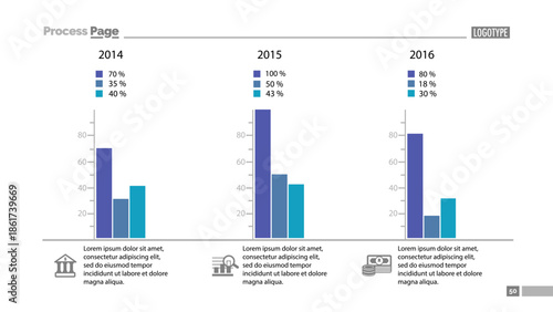 Three comparison bar graph slide template