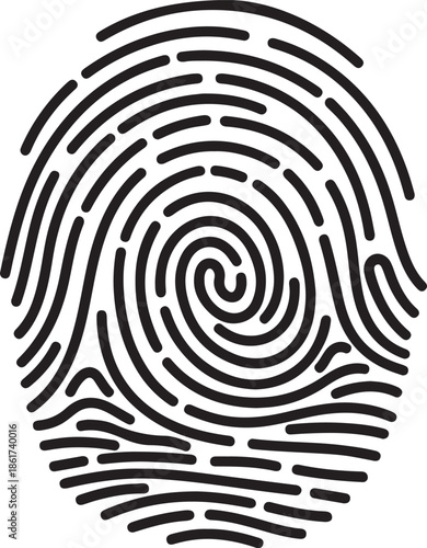 Biometric fingerprint scanner icon for identification and security protection technology symbol