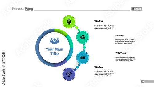Four options business approach process chart template