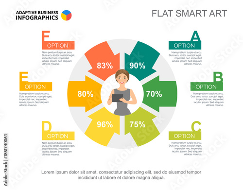 Six options business success chart template for presentation