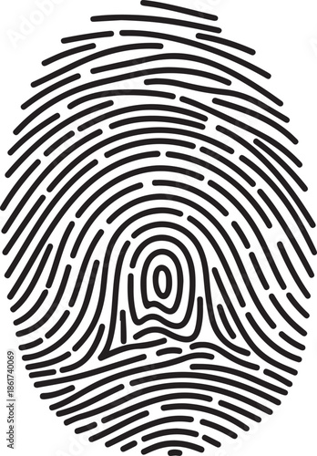Biometric fingerprint scanner icon for identification and security protection technology symbol