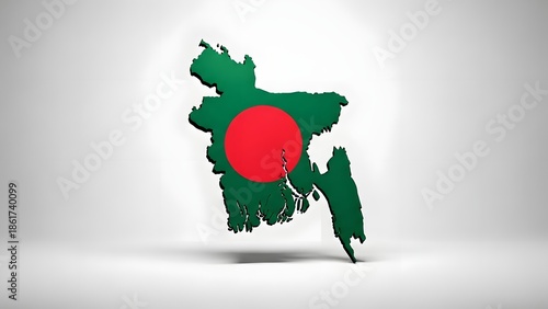 Bangladesh map with national flag colors