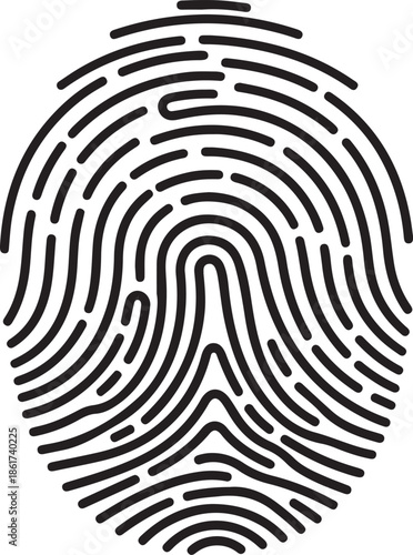 Biometric fingerprint scanner icon for identification and security protection technology symbol