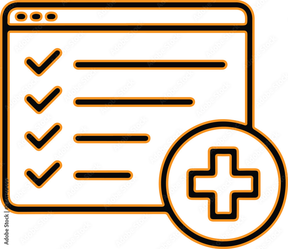 Obraz premium Vector checklist icon with plus sign