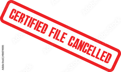A red stamp marks a document as officially cancelled on a white background