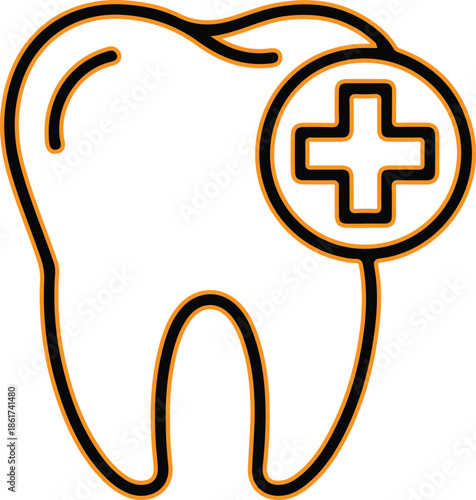 Tooth with medical cross icon vector illustration