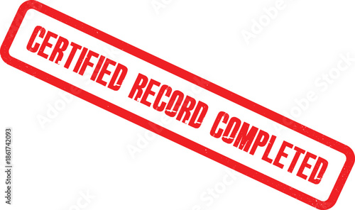 A red stamp reads certified record completed on a white background