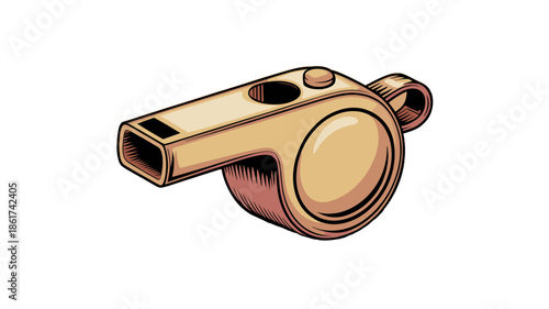 A gold whistle illustration on a simple background.