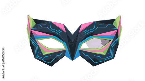 A colorful mask with a futuristic design, exuding a sense of mystery and intrigue.
