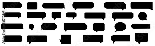 Text box frame set. Quotation mark dialog speech, square, chat black color design template. Vector illustration 