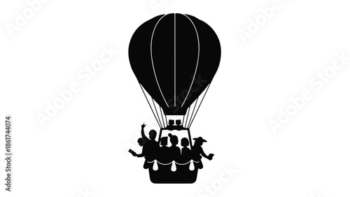 Joyful group enjoys scenic adventure in a hot air balloon