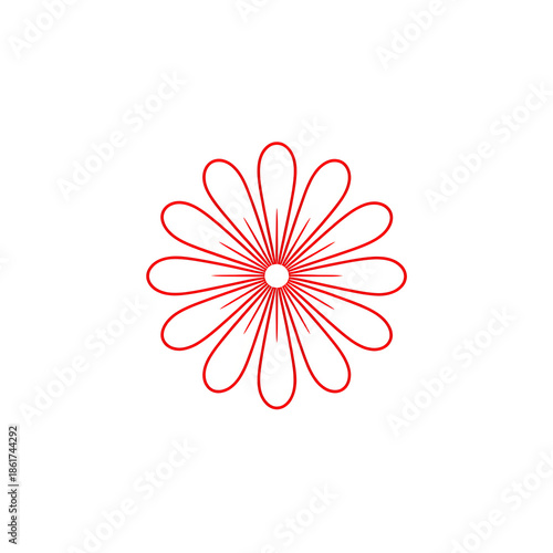 Minimalist red daisy flower