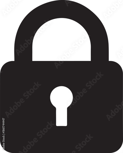 Black padlock icon silhouette security lock symbol isolated on white background