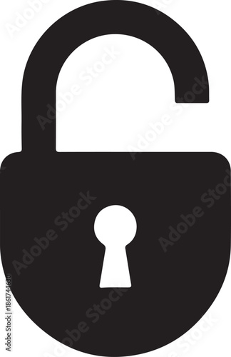 Black padlock icon silhouette security lock symbol isolated on white background