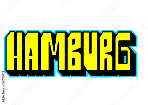 textured graffiti blockbuster style letter HAMBURG city name isolated design