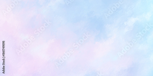 A soft pastel background featuring blended hues of light blue pink and white creates a calming atmosphere