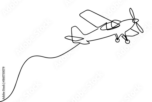 Minimalist Airplane Line Drawing – Simple Flight Path Illustration