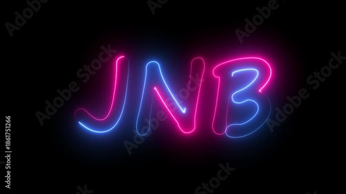 flickering neon jnb text animation. neon sign that flickers and glows with JNB