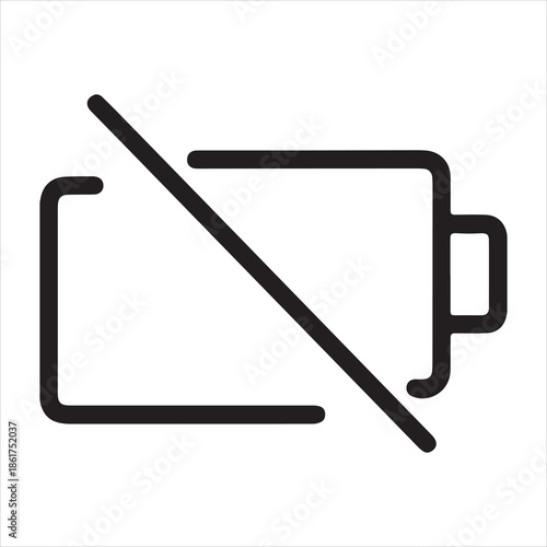 Battery icon with a diagonal line indicating low power or no charge