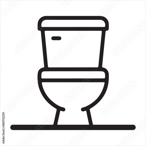 Simple outline drawing of a modern toilet on a white background
