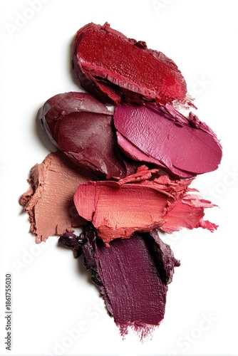 Lipstick Swatches with Rich Pigments on White Background in Studio Lighting