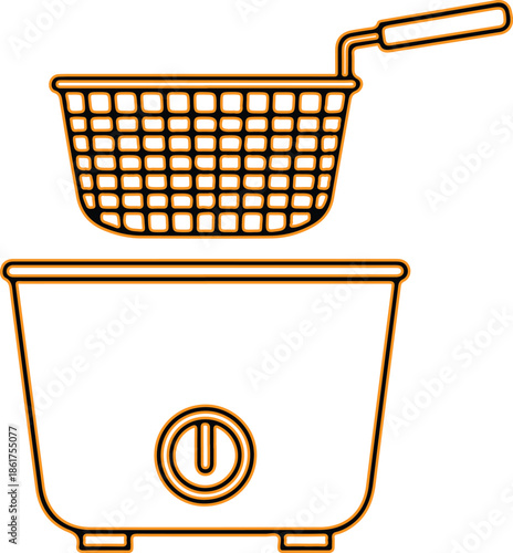 Deep fryer kitchen appliance vector icon illustration