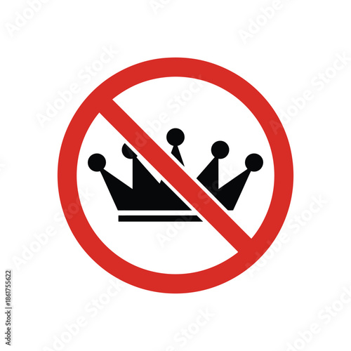 No Crown Symbol Prohibition Sign Anti-Monarchy Authority Ban Icon