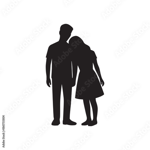 Adobe Illustrator ArtwoA silhouette illustration depicting a couple in a moment of tender togetherness and supportrk