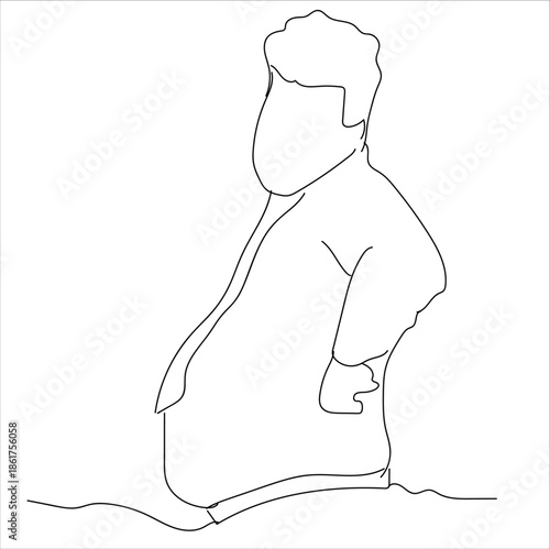office man with pot belly line art