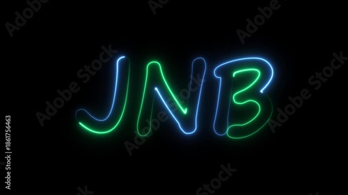 flickering neon jnb text animation. neon sign that flickers and glows with JNB