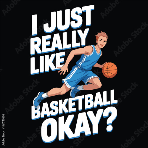 Basketball Player Dribbling with Text Overlay sports
