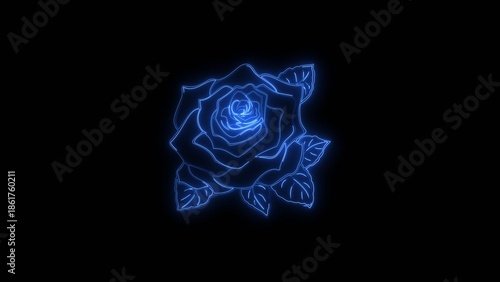Futuristic Rose Illustration in Neon Style.