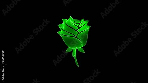 Futuristic Rose Illustration in Neon Style.