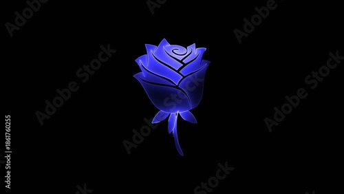 Futuristic Rose Illustration in Neon Style.