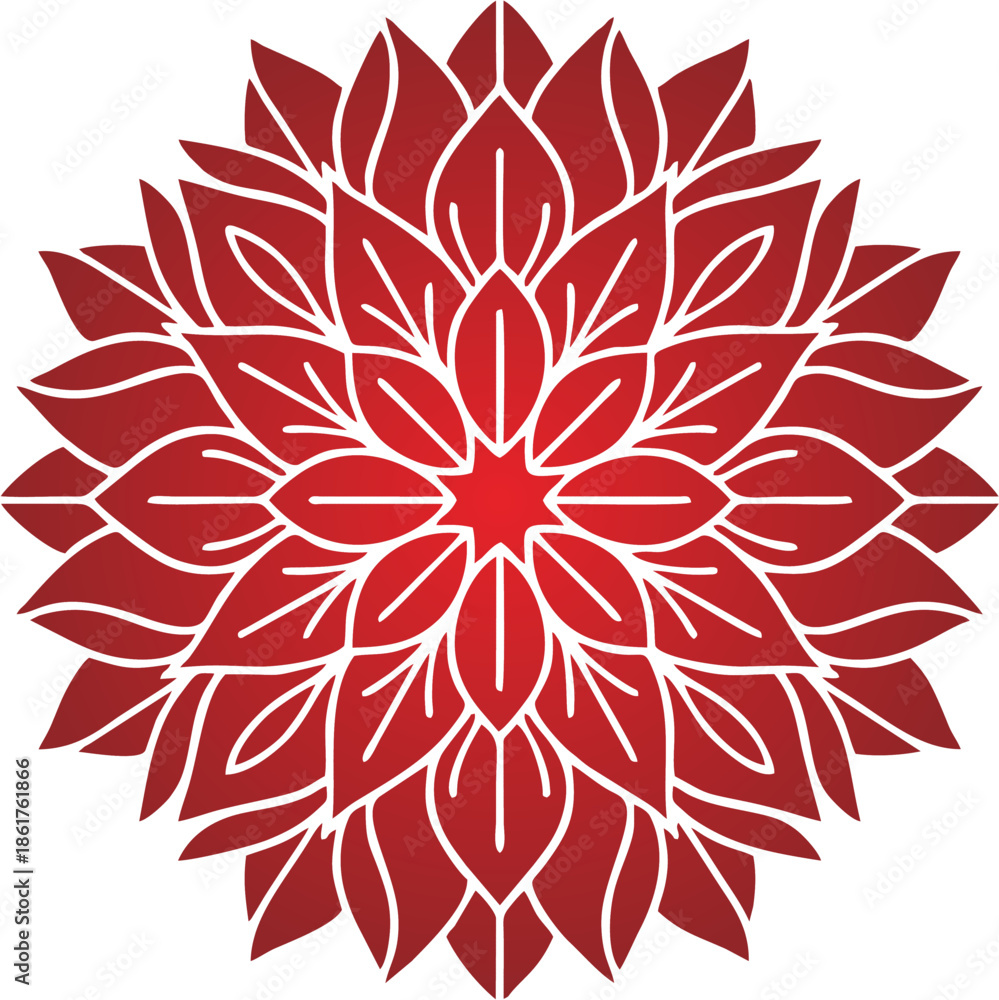 Fototapeta premium Floral ornamental mandala red...