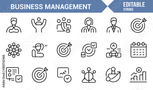 Professional business productivity outline symbols collection