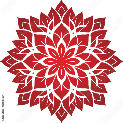 Floral ornamental mandala red...