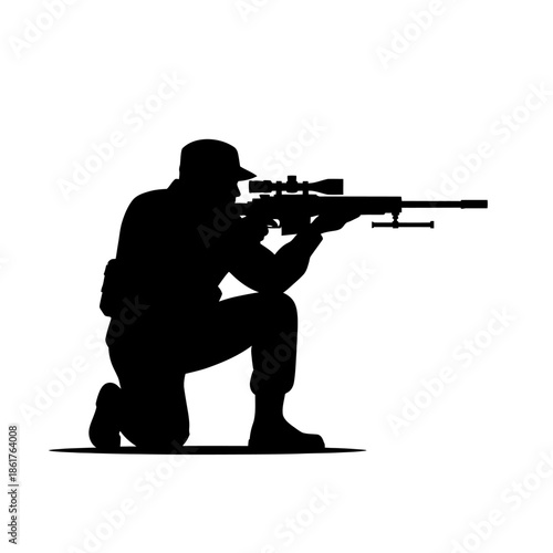 Sniper Soldier Silhouette Aiming Rifle