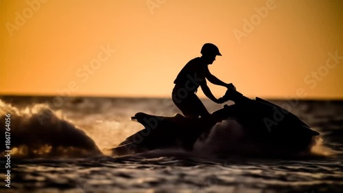 Wallpaper Mural Jet skier silhouetted against sunset. Torontodigital.ca