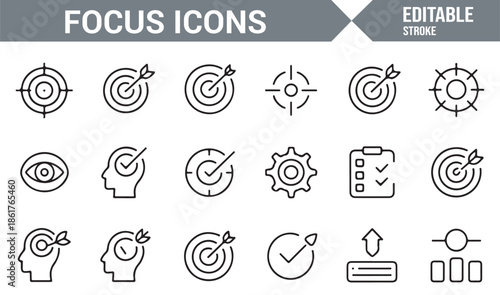 Vision and idea focus outline symbols