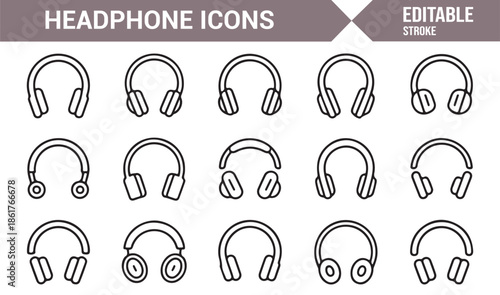 Sound equipment and audio device outline icons collection