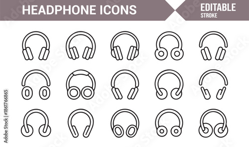 Music and communication headphone outline symbols