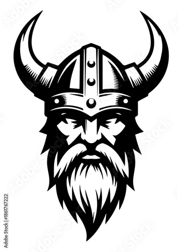 Viking Face Portrait with Fierce Warrior Expression and Norse Historical Style